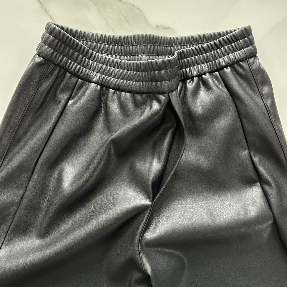NWOT ZARA faux leather jogger pants black joggers Size small - Picture 11 of 12